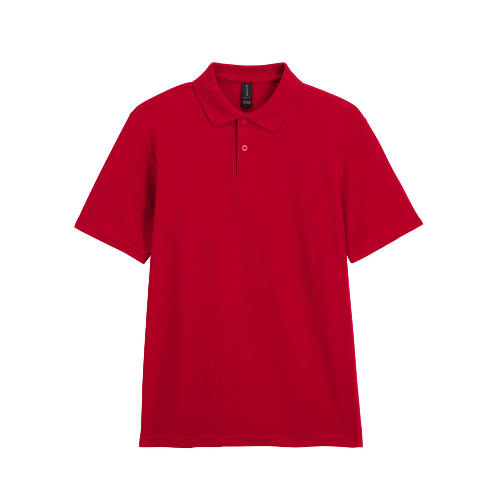 Gildan (L, Cherry Red) Softstyle Mens Short Sleeve Double Pique Polo Shirt