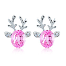 (Pink)Ladies Earrings Christmas Reindeer Earrings 3d Hypoallergenic Jewelry Holiday