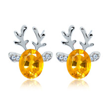(Yellow)Ladies Earrings Christmas Reindeer Earrings 3d Hypoallergenic Jewelry Holiday