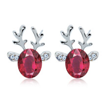 (PurpleRed)Ladies Earrings Christmas Reindeer Earrings 3d Hypoallergenic Jewelry Holiday