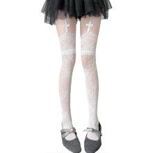 Multi Functional Lace Thigh High Stockings And Garter for Easy Pairing with Diverse Costume Styles White OS