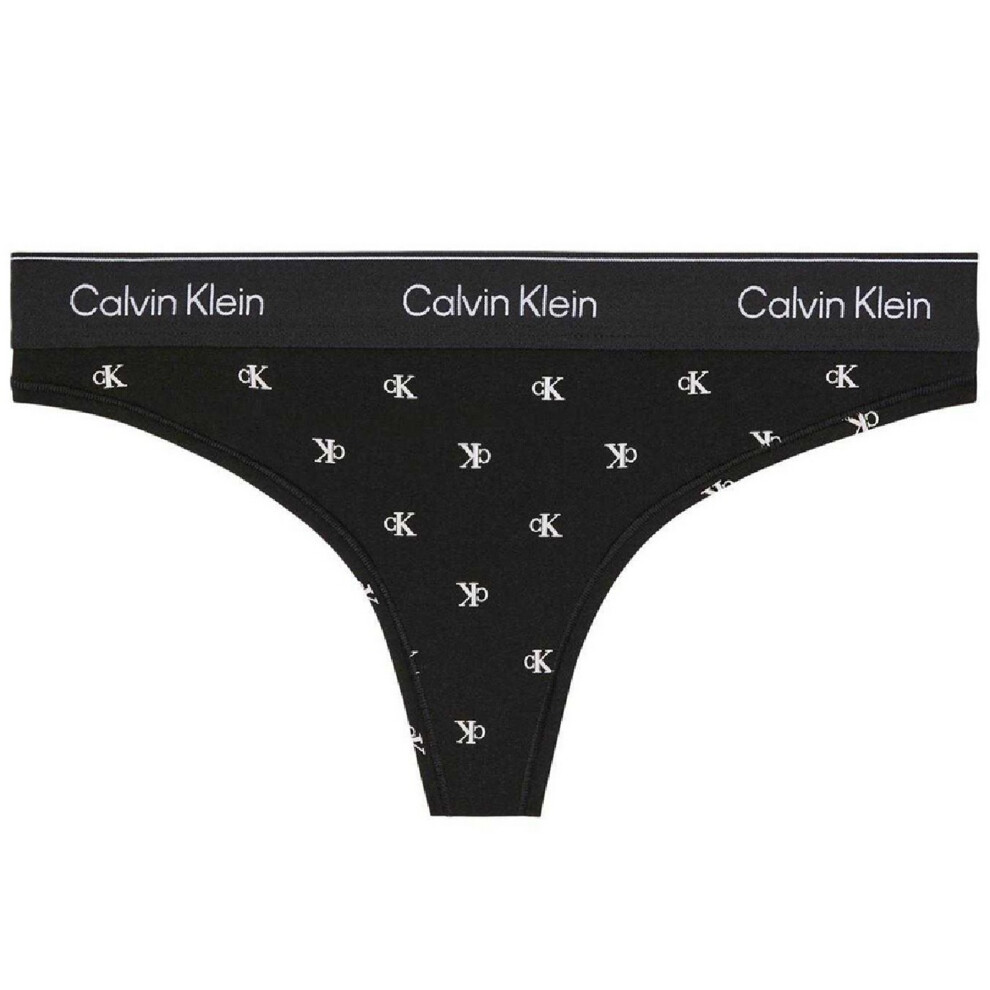 Calvin Klein (8 Uk, Black) Womens/Ladies Repeat Logo Thong