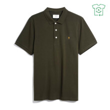 (XL, Evergreen) Farah Mens Cotton Short-Sleeved Polo Shirt
