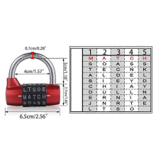 5 Letter Word Padlock Combination Security Resettable Lock Heavy Duty Aluminum Alloy Waterproof Keyless Lock for Sheds Red