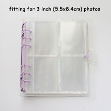 (Transparent Purple,3in)Color Clip Transparent Sparkling 6hole Loose Leaf Album Children Birthday Gifts