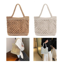 Casual Handbags Hollow Out Knitted Tote Bag Women's Large Capacity Versatile Shoulder Bags  Beige