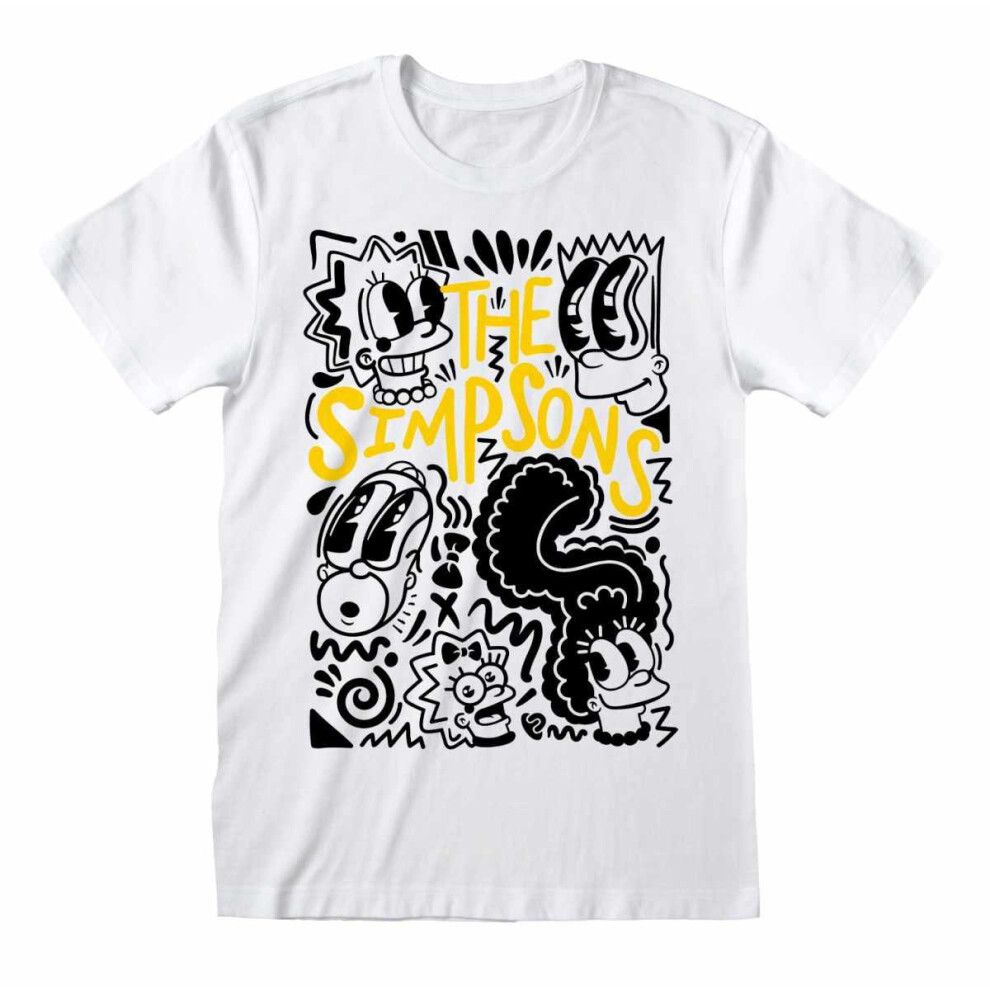 The Simpsons (S, White) Unisex Adult Graffiti T-Shirt