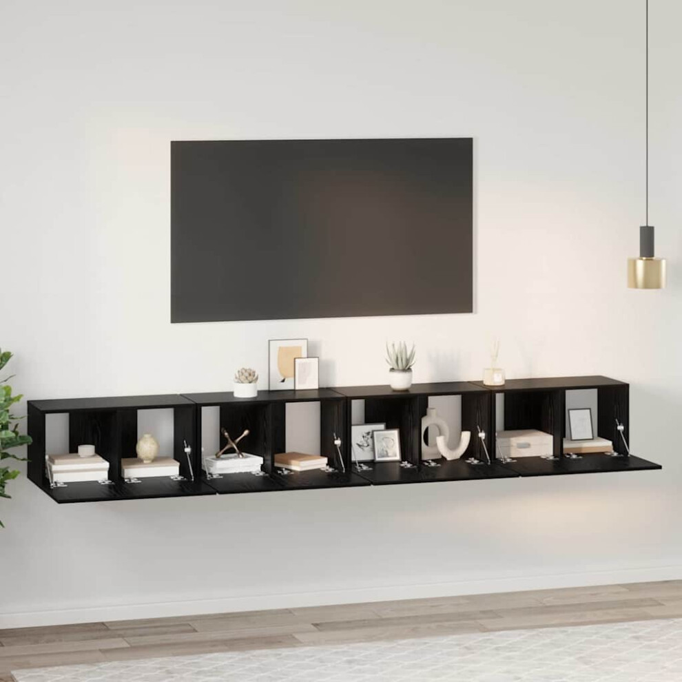 Vidaxl Tv Cabinet Set 4 Pcs Black Oak 60 X 30 X 30 Cm Engineered Wood