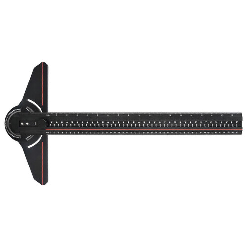 T Ruler Angles Finder Aluminum Marking Line Ruler Multifunctional Protractor for Construction Layout and Measuring Tool  black