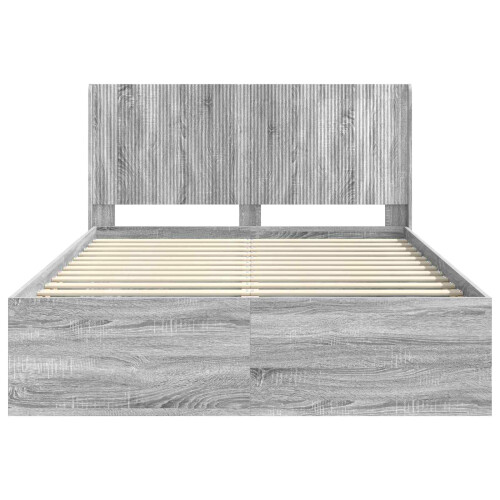 VidaXL vidaXL Bed Frame with Storage and Headboard Grey Sonoma 135 x 190 cm 1