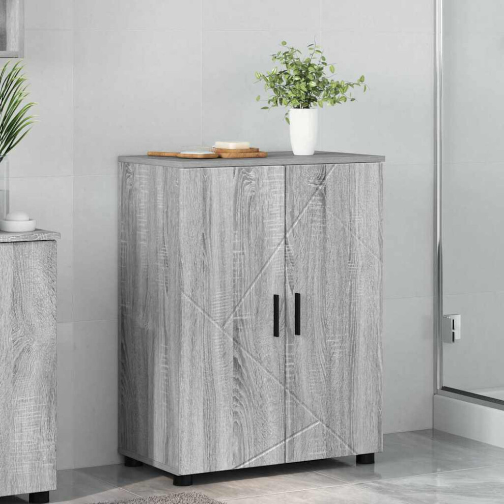 Vidaxl Bathroom Cabinet With Storage Grey Sonoma 60 X 35 X 80 Cm