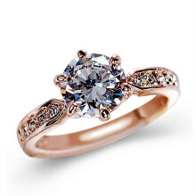 (NO.7)Ring Roségold Zirkon plattiert geometrisch neutral Mode Accessoire Geschenk Paar