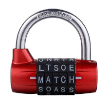 5 Letter Word Padlock Combination Security Resettable Lock Heavy Duty Aluminum Alloy Waterproof Keyless Lock for Sheds Red