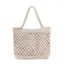 Casual Handbags Hollow Out Knitted Tote Bag Women's Large Capacity Versatile Shoulder Bags Beige
