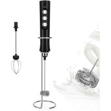 Rechargeable Milk Frother, 3-Speed, 2 Whisks for Cappuccino, Latte