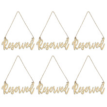 6Pack Farmhouse Wedding Sign Reserved Signs for Wedding Chairs Hanging Wooden Reserved Seating Signs with Rope L