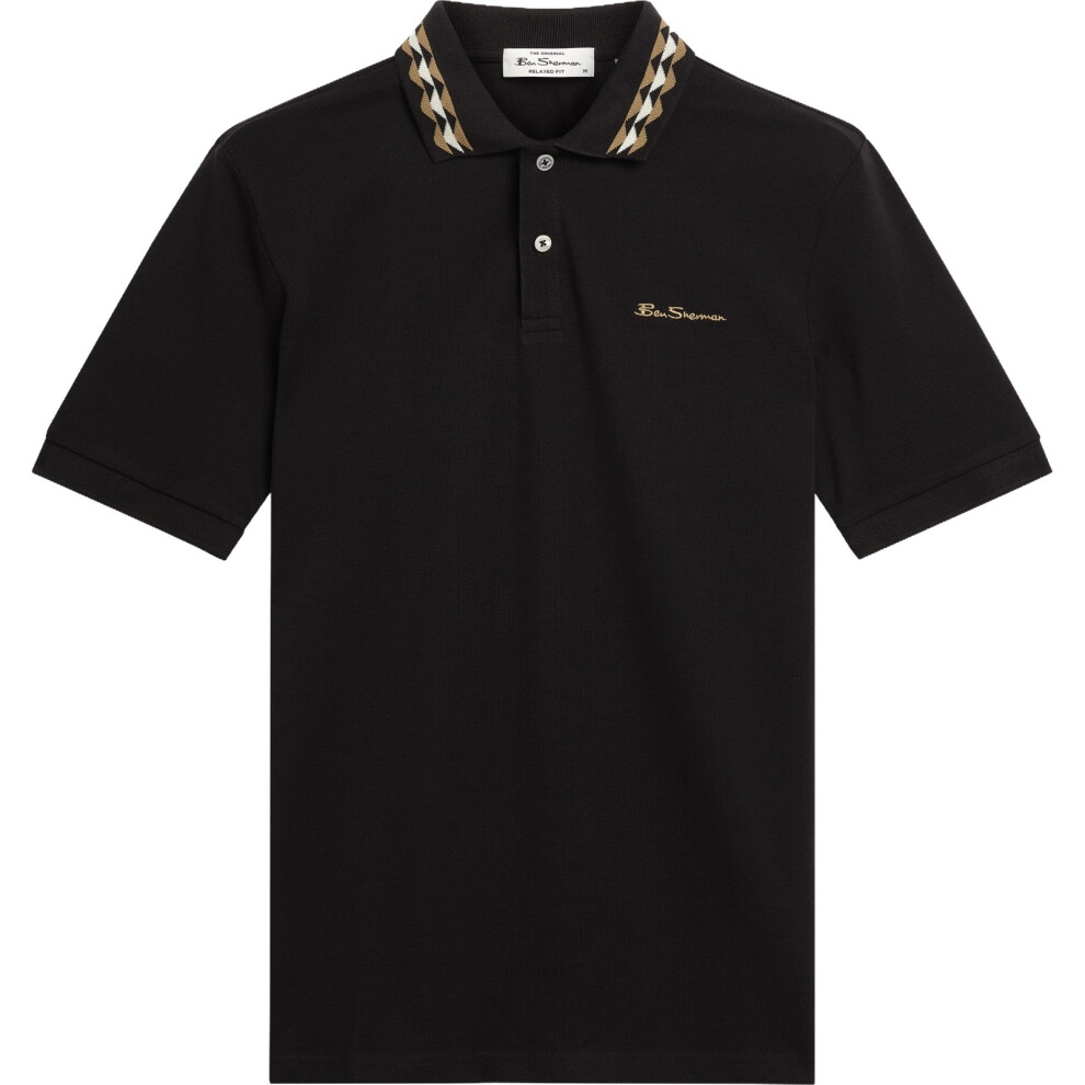 Ben Sherman (4Xl, Black) Mens Collar Interest Big & Tall Short Sleeve Polo Shirt