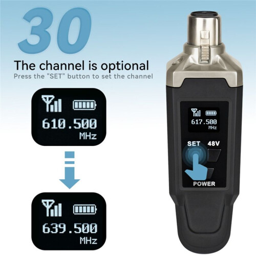 Microphone Wired to Wireless Microphone Receiver and Transmitter 48V Capacitive Dynamic Instrument Receiver