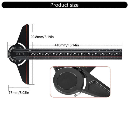 T Ruler Angles Finder Aluminum Marking Line Ruler Multifunctional Protractor for Construction Layout and Measuring Tool  black 2