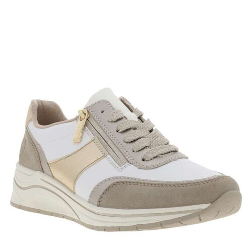 Sneakers cuir talon compensé