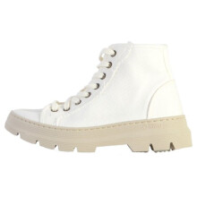 Bottes - NATURAL WORLD - Old Iris - Blanc - Lacets - Compensé - Coton biologique