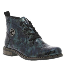 Bottines bleues à talon décroché bas avec des lacets et un zip latéral