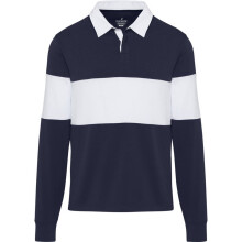 (L, Navy/White) Elevate Unisex Adult Clyde Organic Cotton Rugby Polo Sweatshirt