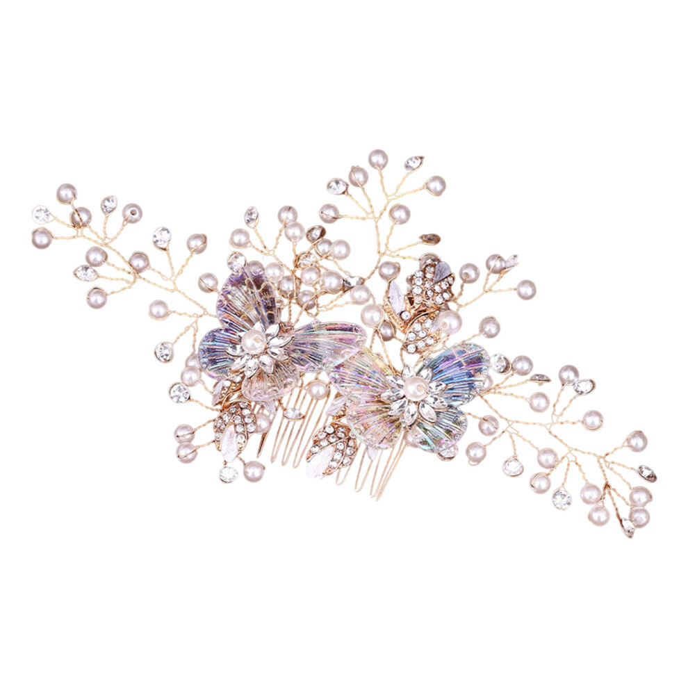 Roc-Electron Vintage Pearl & Butterfly Hair Comb For Styling
