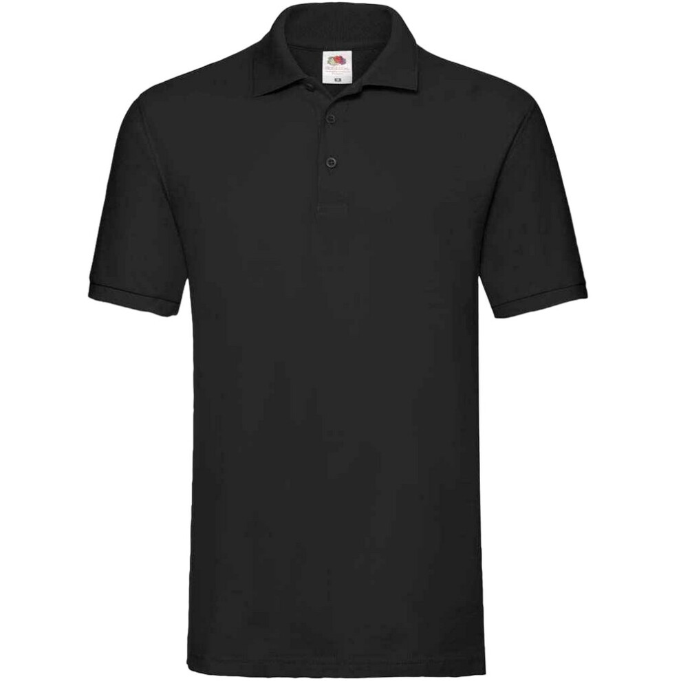 Fruit Of The Loom (Xxl, Black) Mens Premium Cotton Pique Polo Shirt