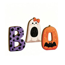 (1PC) DOWMOO Halloween Wooden Decoration Sign Funny Cute Cartoon Pumpkin Dot Design Party Hanging Ornament