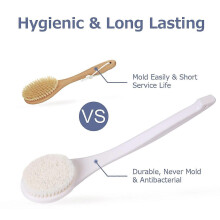 Bath Body Brush, Never Mold Back Brush Long Handle for Shower, Dry Exfoliating Brush or Wet Shower