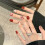 (Short Circle) Cherry Red Press On Nails - 10pcs 2