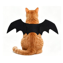(Black, L) Zeriluna Pet Halloween Bat Wings Costume for Cats and Dogs Adjustable Size Black