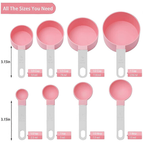 8 Pack Measuring Cup And Spoon Set with Stainless Steel Handles 2