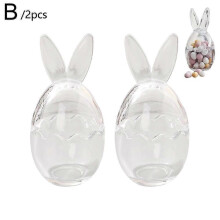 (Purple UK Plug) NEW Easter Glass Jar Bunny Ear Mini Egg Clear Spring Decoration