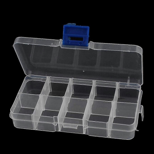 2 Pcs Clear Plastic 10 Sections Press Buckle Tablet Box Holder