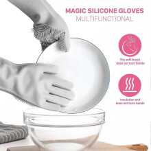 Silicone Dishwashing Gloves, Kitchen Cleaning And Scrubbing Gloves Dishwashing Gloves