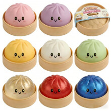 (Purple) Smile Face Steamed Bun Squishy Toy Stress Relief Large Simulation Baozi Toy Slow Rebound Decompression Toy