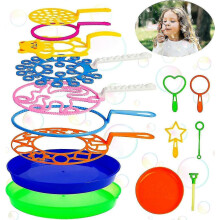 Big Bubble Wands Set,15 Pcs Large Bubble Making Toys with Tray Bulk for Kids,summer Outdoor Bubble Toys Gift