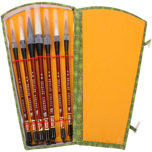 7pcs Professional Chinese Calligraphy Brush Set, Portable Watercolor and Multi-Function Art Brushes