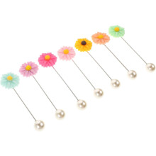 7pcs Elegant Rose Floral Scarf Pins with Plastic and Metal Material, Portable and Versatile Use Safety Brooches