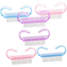 6pcs Women Nail Scrub Brush Nail Art Tools Hand Cleaning Brush Pink Dust for Dust Removal