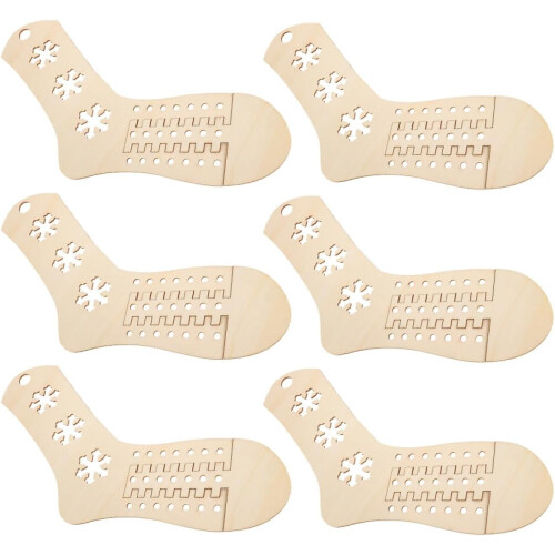 6pcs Adjustable Wooden Sock Stretchers Set with Snowflake Design Sock Knitting Forms