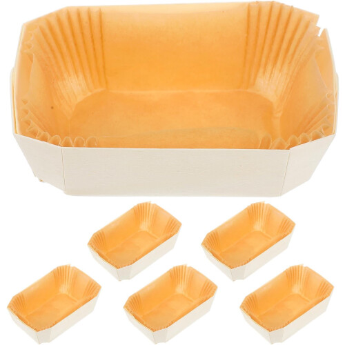 6pcs Rectangular Poplar Bread Pan Non-Stick Loaf Mold No Bottom Uniform Heat Conduction Oven Bakeware