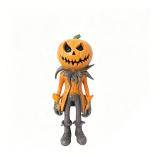 DOWMOO Trench Coat Pumpkin Figurine Gentleman Pumpkin Head Halloween Character Decor Sturdy Drop-Resistant Home Gift
