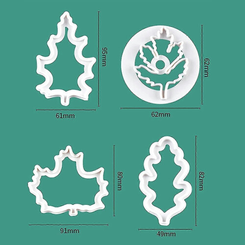 4 Pcs Autumn Leaf Cookie Cutter Set Mini Plastic Fondant Icing Mould Diy Baking Tool