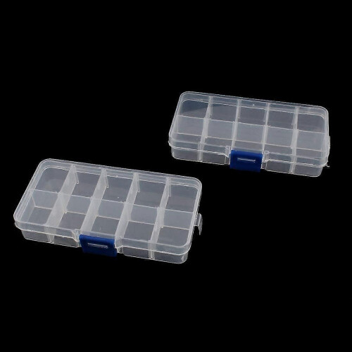 2 Pcs Clear Plastic 10 Sections Press Buckle Tablet Box Holder 1