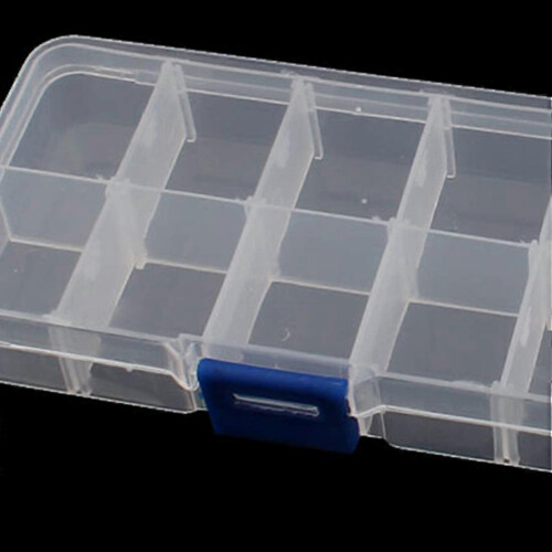 2 Pcs Clear Plastic 10 Sections Press Buckle Tablet Box Holder 2