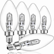 E14 28W Halogen Candle Bulb Dimmable, Clear Glass C35 E14 SES Small Edison Screw Bulb, Halogen Candle Bulb for Chandelier, 230V, 5-Pack