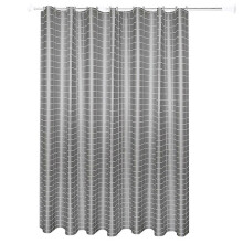 180x180CM Grey Grid PEVA Shower Curtain with 12 Stainless Hooks
